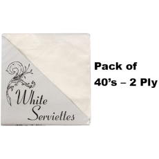 White Serviettes - 2 Ply, 40 Piece
